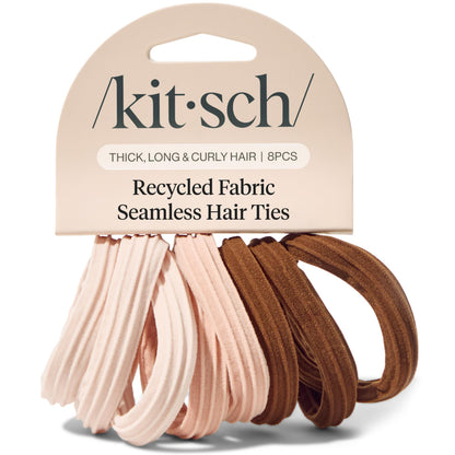 Kitsch Nylon Hair Ties No Damage - Stretchable Hair Bands for Strong All-Day Hold, Ponytail Holders | Hair Accessories for Girls - Black, 12 Pcs