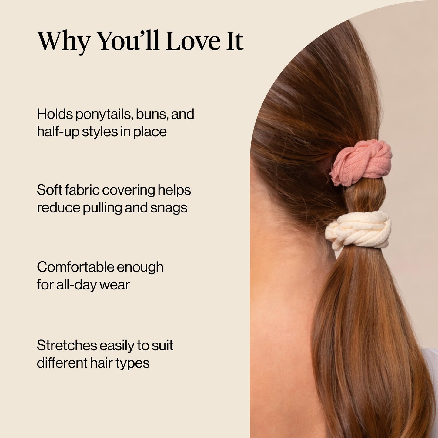 Kitsch Nylon Hair Ties No Damage - Stretchable Hair Bands for Strong All-Day Hold, Ponytail Holders | Hair Accessories for Girls - Black, 12 Pcs