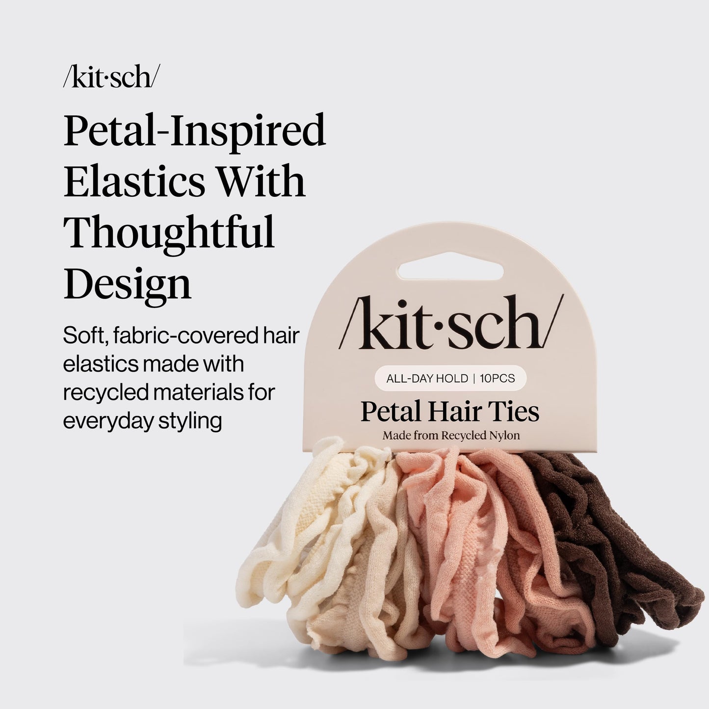 Kitsch Nylon Hair Ties No Damage - Stretchable Hair Bands for Strong All-Day Hold, Ponytail Holders | Hair Accessories for Girls - Black, 12 Pcs