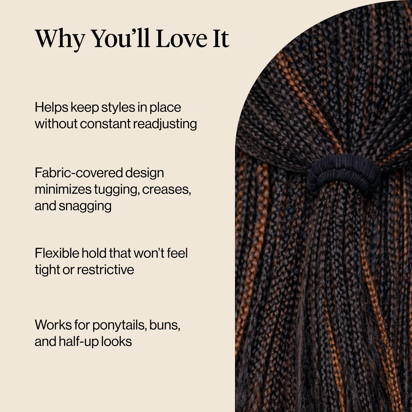 Kitsch Nylon Hair Ties No Damage - Stretchable Hair Bands for Strong All-Day Hold, Ponytail Holders | Hair Accessories for Girls - Black, 12 Pcs