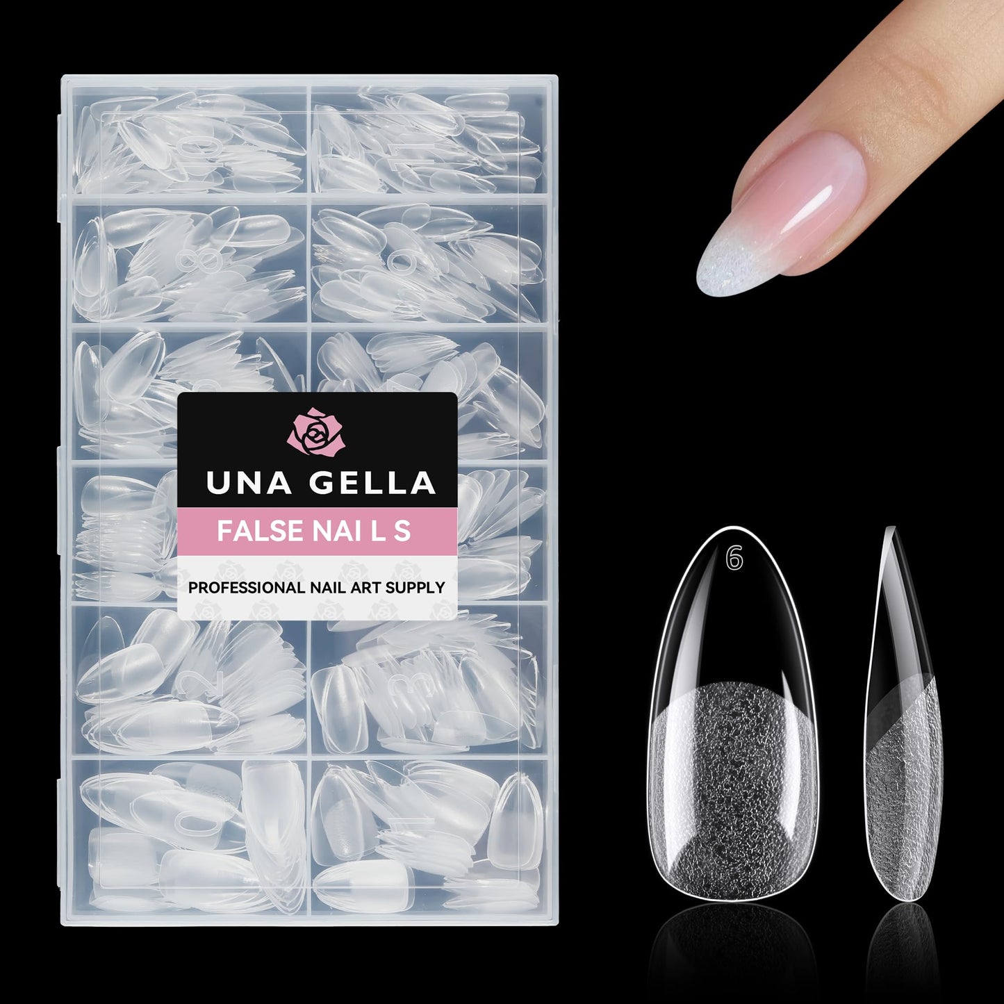 UNA GELLA Short Almond Nail Tips: 504PCS Short Fake Nails Soft Press On Gel Nail Tips Pre Shaped Almond Shape Home Nail Extension Full Cover, 12 Sizes Acrylic Gelly Tips
