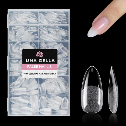 UNA GELLA Short Almond Nail Tips: 504PCS Short Fake Nails Soft Press On Gel Nail Tips Pre Shaped Almond Shape Home Nail Extension Full Cover, 12 Sizes Acrylic Gelly Tips