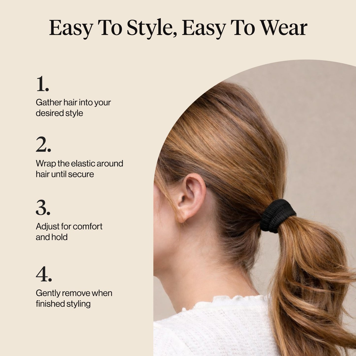 Kitsch Nylon Hair Ties No Damage - Stretchable Hair Bands for Strong All-Day Hold, Ponytail Holders | Hair Accessories for Girls - Black, 12 Pcs