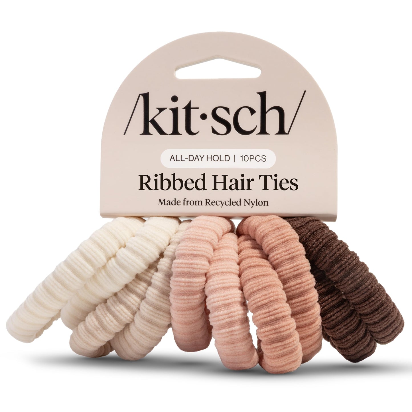 Kitsch Nylon Hair Ties No Damage - Stretchable Hair Bands for Strong All-Day Hold, Ponytail Holders | Hair Accessories for Girls - Black, 12 Pcs