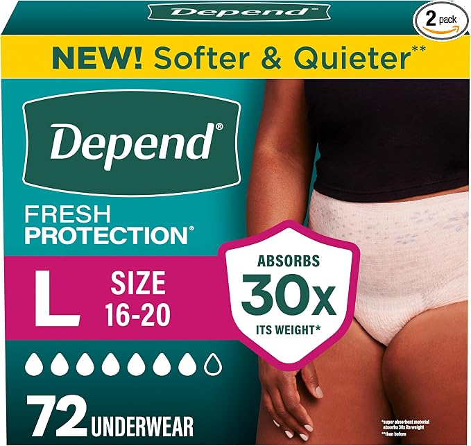 Depend Fresh Protection Adult Diapers Large 72 Count