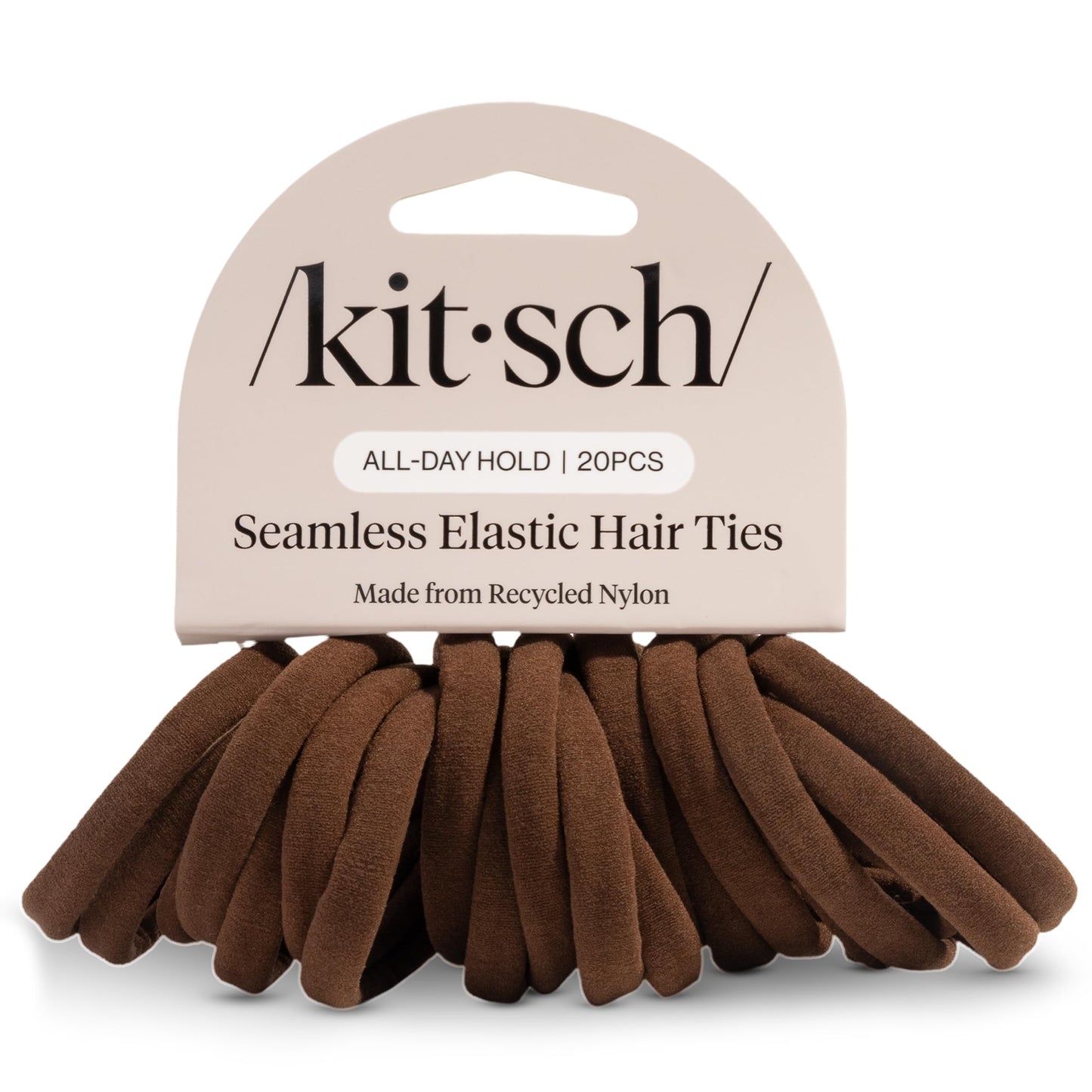 Kitsch Nylon Hair Ties No Damage - Stretchable Hair Bands for Strong All-Day Hold, Ponytail Holders | Hair Accessories for Girls - Black, 12 Pcs