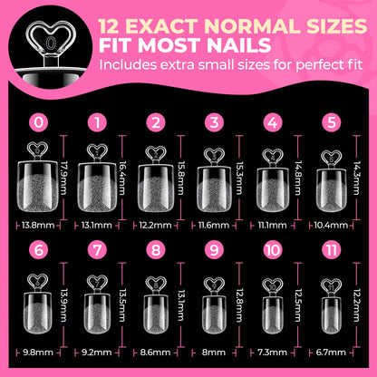 UNA GELLA Short Almond Nail Tips: 504PCS Short Fake Nails Soft Press On Gel Nail Tips Pre Shaped Almond Shape Home Nail Extension Full Cover, 12 Sizes Acrylic Gelly Tips