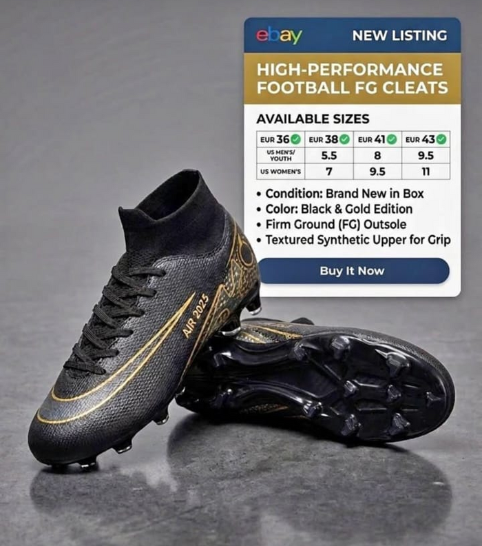 Football FG Cleats Black Gold Edition