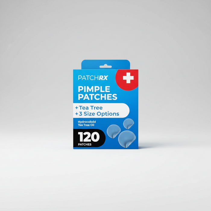 PatchRx Pimple Patches 120 Pack Amazon listing - Hydrocolloid with Tea Tree Oil