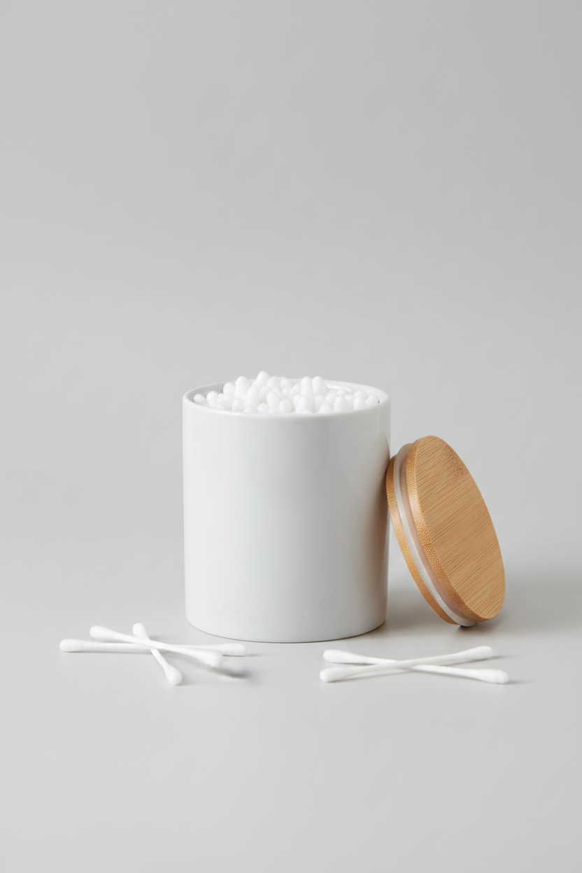 Cotton swabs in container
