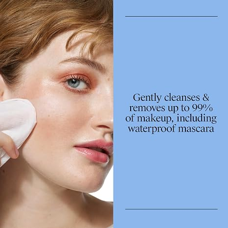 Gently cleanses and removes up to 99% of makeup including waterproof mascara