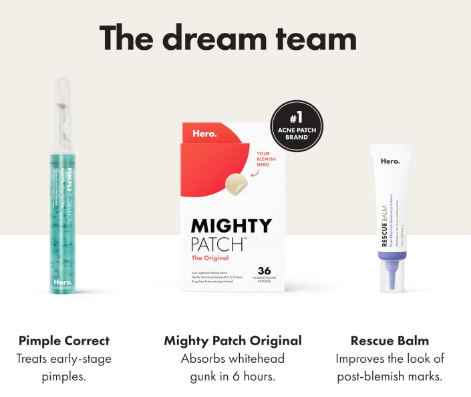 The dream team - Pimple Correct, Mighty Patch Original, Rescue Balm
